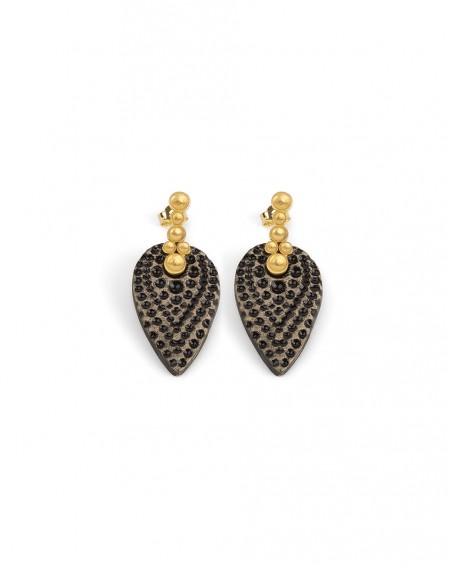 Ceramic earrings Dots Gold Plated Silver (S097-G)