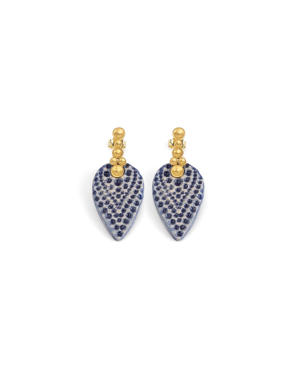 Ceramic earrings Dots Gold Plated Silver (S097-G)