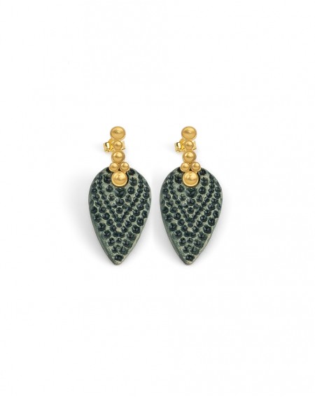 Ceramic earrings Dots Gold Plated Silver (S097-G)