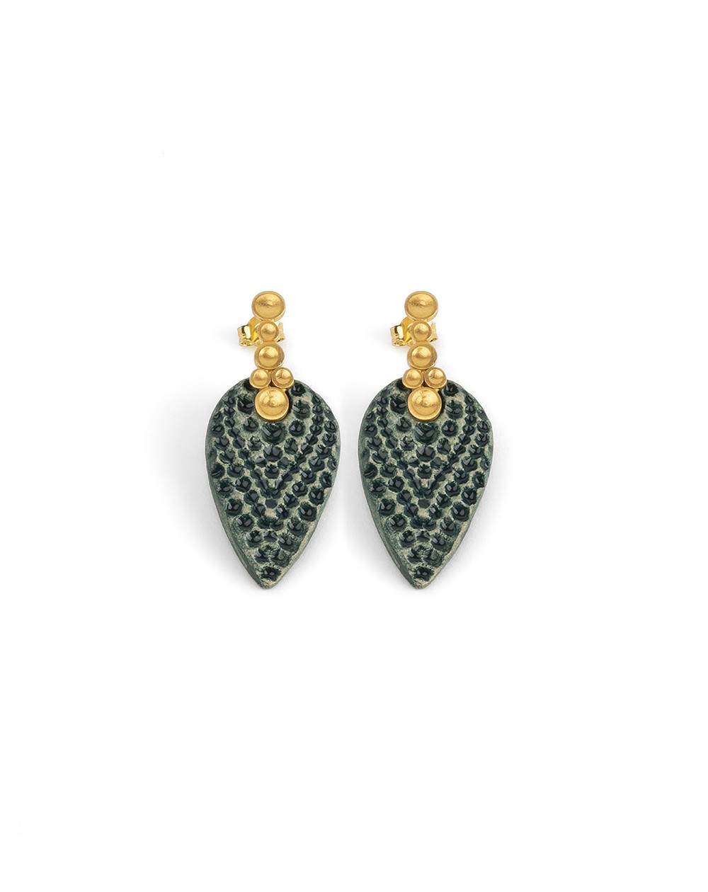 Ceramic earrings Dots Gold Plated Silver (S097-G)