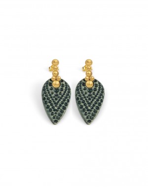 Ceramic earrings Dots Gold Plated Silver (S097-G)
