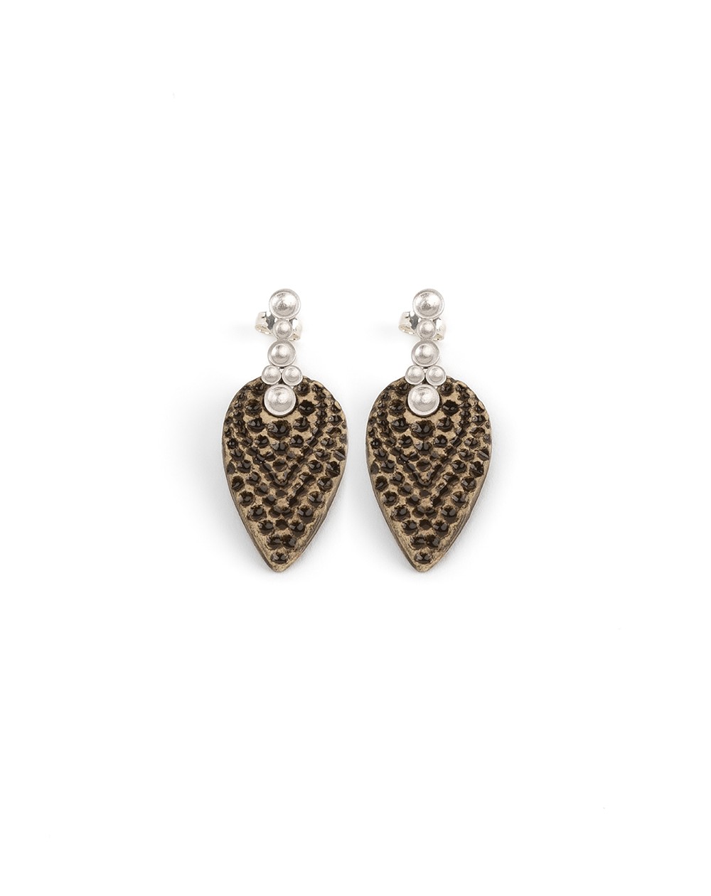 Κεραμικά σκουλαρίκια Dots Rhodium Plated Silver (S097-Rh)