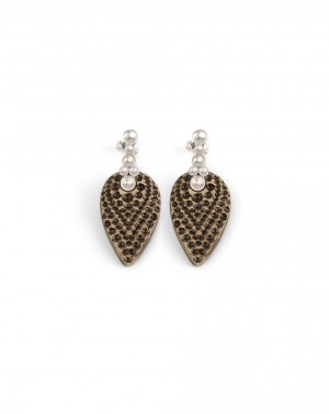 Κεραμικά σκουλαρίκια Dots Rhodium Plated Silver (S097-Rh)