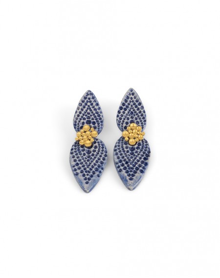 Ceramic earrings Dots Gold Plated Silver (S098-G)