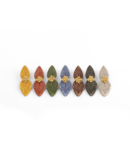 Κεραμικά σκουλαρίκια Dots Gold Plated Silver (S098-G)