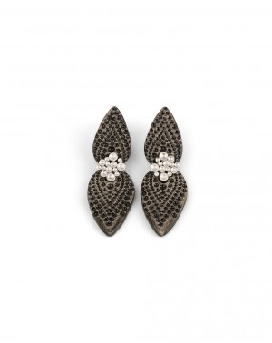 Ceramic earrings Dots Rhodium Plated Silver (S098-Rh)